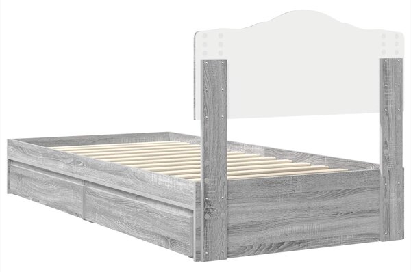 Krevet s od storage Siva Sonoma 70 x 190 cm Konstruirano drvo - Siva / 70 x 190 cm