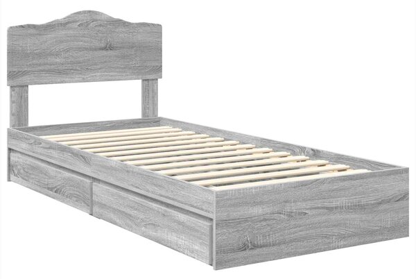 Krevet s od storage Siva Sonoma 70 x 190 cm Konstruirano drvo - Siva / 70 x 190 cm