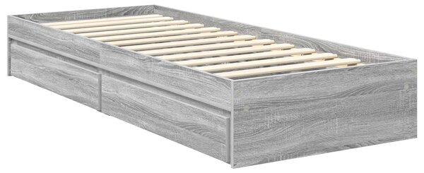 Krevet s od storage Siva Sonoma 70 x 190 cm Konstruirano drvo - Siva / 70 x 190 cm