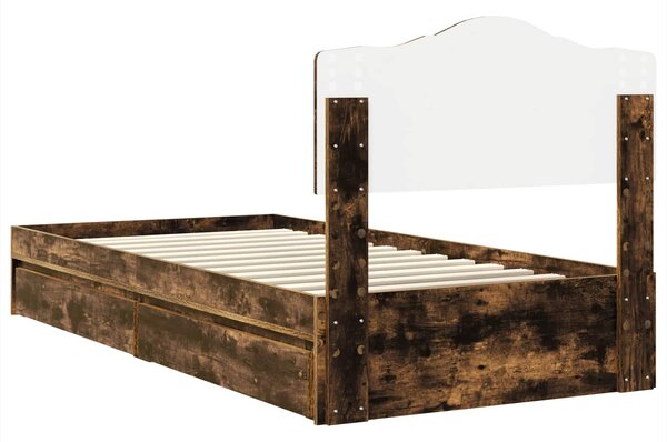 Krevet s od storage s uzglavljem Dimljeni hrast 70 x 190 cm - Smeđa / 70 x 190 cm