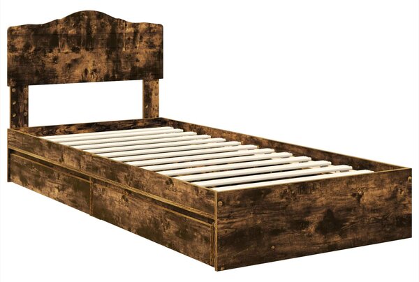 Krevet s od storage s uzglavljem Dimljeni hrast 70 x 190 cm - Smeđa / 70 x 190 cm