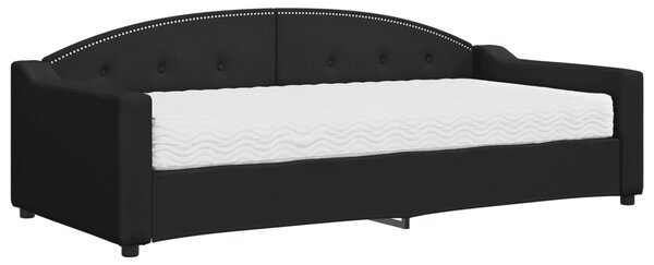 Dnevni krevet s madracem crni 90 x 200 cm od tkanine - Crna / 90 x 200 cm