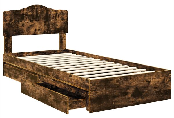 Krevet s od storage s uzglavljem Dimljeni hrast 70 x 190 cm - Smeđa / 70 x 190 cm