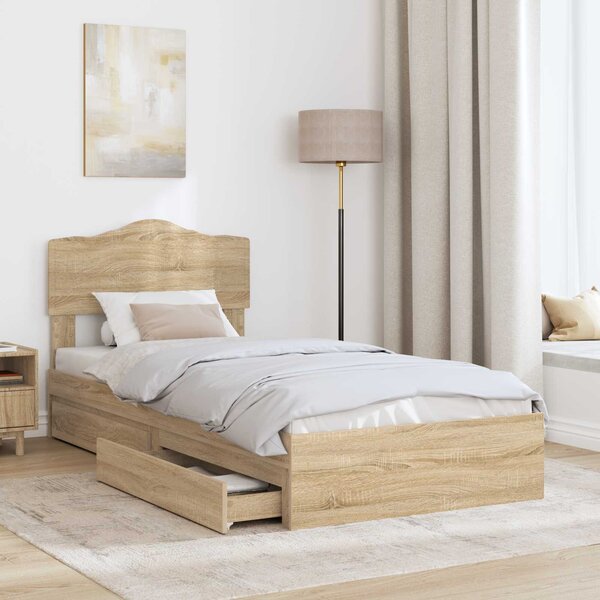 Krevet s od storage Sonoma hrast 70 x 190 cm Konstruirano drvo - Smeđa / 70 x 190 cm
