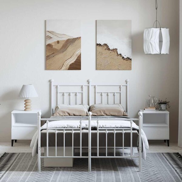 Metalni okvir kreveta uzglavlje i podnožje bijeli 135 x 190 cm - Bijela / 135 x 190 cm
