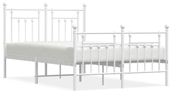 Metalni okvir kreveta uzglavlje i podnožje bijeli 135 x 190 cm - Bijela / 135 x 190 cm