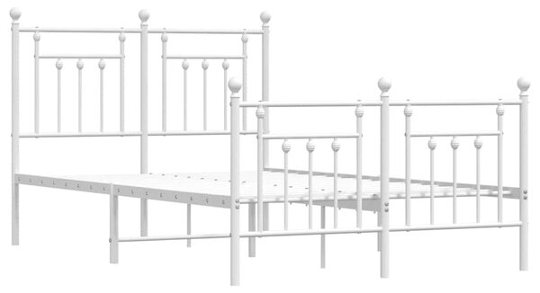 Metalni okvir kreveta uzglavlje i podnožje bijeli 135 x 190 cm - Bijela / 135 x 190 cm