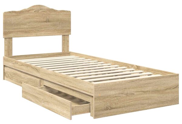 Krevet s od storage Sonoma hrast 70 x 190 cm Konstruirano drvo - Smeđa / 70 x 190 cm