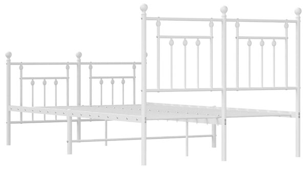 Metalni okvir kreveta uzglavlje i podnožje bijeli 135 x 190 cm - Bijela / 135 x 190 cm
