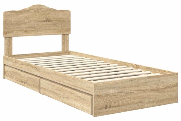 Krevet s od storage Sonoma hrast 70 x 190 cm Konstruirano drvo - Smeđa / 70 x 190 cm