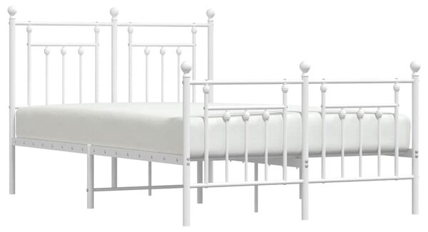 Metalni okvir kreveta uzglavlje i podnožje bijeli 135 x 190 cm - Bijela / 135 x 190 cm