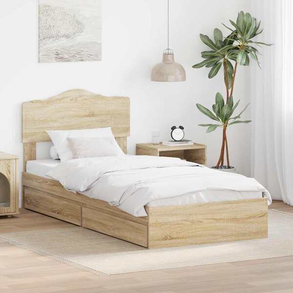 Krevet s od storage Sonoma hrast 70 x 190 cm Konstruirano drvo - Smeđa / 70 x 190 cm