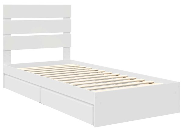 Krevet s od storage Bijelo 70 x 190 cm Konstruirano drvo - Bijela / 70 x 190 cm