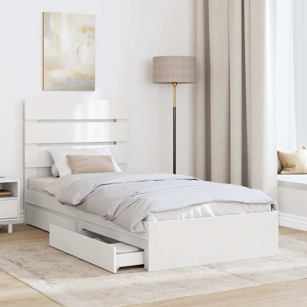 Krevet s od storage Bijelo 70 x 190 cm Konstruirano drvo - Bijela / 70 x 190 cm