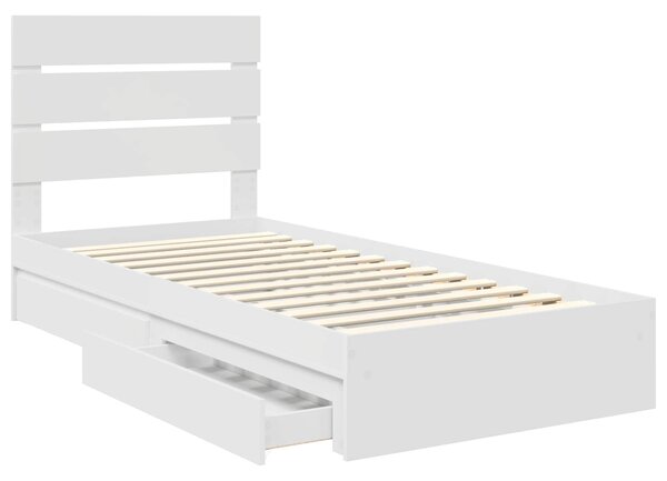 Krevet s od storage Bijelo 70 x 190 cm Konstruirano drvo - Bijela / 70 x 190 cm