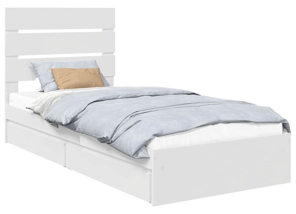 Krevet s od storage Bijelo 70 x 190 cm Konstruirano drvo - Bijela / 70 x 190 cm