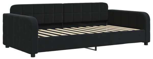 Dnevni krevet na razvlačenje s ladicama crni 90 x 200 cm baršun - Crna / 90 x 200 cm