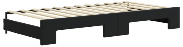 Dnevni krevet na razvlačenje s ladicama crni 90 x 200 cm baršun - Crna / 90 x 200 cm