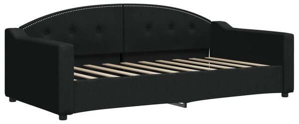 Dnevni krevet na razvlačenje s ladicama crni 90x190 cm tkanina - Crna / 90 x 190 cm
