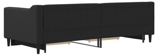 Dnevni krevet na razvlačenje s ladicama crni 90x200 cm tkanina - Crna / 90 x 200 cm