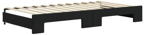 Dnevni krevet na razvlačenje s ladicama crni 100x200 cm baršun - Crna / 100 x 200 cm
