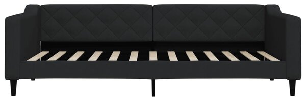 Dnevni krevet na razvlačenje s ladicama crni 90x200 cm tkanina - Crna / 90 x 200 cm