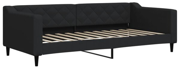 Dnevni krevet na razvlačenje s ladicama crni 90x200 cm tkanina - Crna / 90 x 200 cm