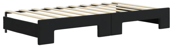 Dnevni krevet na razvlačenje crni 90 x 190 cm baršunasti - Crna / 90 x 190 cm