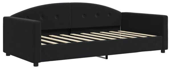 Dnevni krevet na razvlačenje crni 90 x 190 cm baršunasti - Crna / 90 x 190 cm