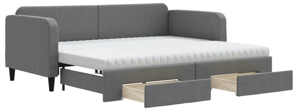 Dnevni krevet na razvlačenje tamnosivi 90 x 190 cm od tkanine - Siva / 90 x 190 cm