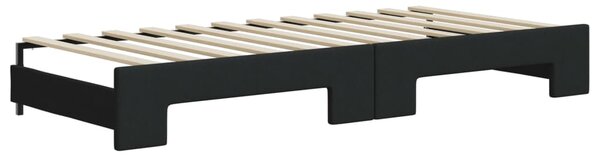 Dnevni krevet na razvlačenje crni 100 x 200 cm od tkanine - Crna / 100 x 200 cm