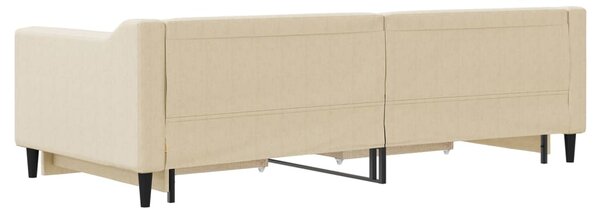 Dnevni krevet na razvlačenje s ladicama krem 90x200 cm tkanina - Krema / 90 x 200 cm