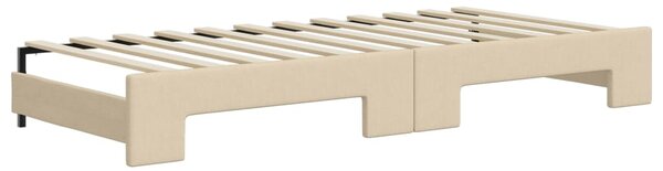 Dnevni krevet na razvlačenje s ladicama krem 100x200 cm tkanina - Krema / 100 x 200 cm