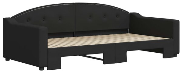 Dnevni krevet na razvlačenje crni 100 x 200 cm od tkanine - Crna / 100 x 200 cm