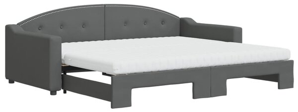 Dnevni krevet na razvlačenje tamnosivi 90 x 200 cm od tkanine - Siva / 90 x 200 cm