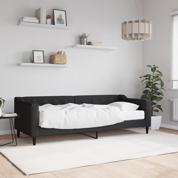 Dnevni krevet s madracem crni 80 x 200 cm od tkanine - Crna / 80 x 200 cm