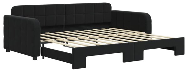 Dnevni krevet na razvlačenje crni 90 x 190 cm baršunasti - Crna / 90 x 190 cm