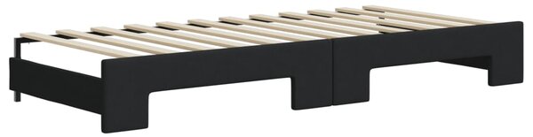 Dnevni krevet na razvlačenje crni 80 x 200 cm od tkanine - Crna / 80 x 200 cm