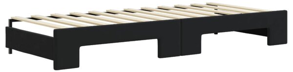 Dnevni krevet na razvlačenje s ladicama crni 80 x 200 cm baršun - Crna / 80 x 200 cm