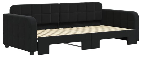 Dnevni krevet na razvlačenje crni 90 x 190 cm baršunasti - Crna / 90 x 190 cm