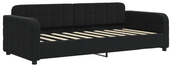 Dnevni krevet na razvlačenje crni 90 x 190 cm baršunasti - Crna / 90 x 190 cm