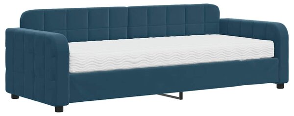 Dnevni krevet s madracem plavi 80 x 200 cm baršunasti - Plava / 80 x 200 cm
