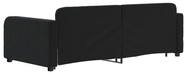 Dnevni krevet na razvlačenje crni 90 x 190 cm baršunasti - Crna / 90 x 190 cm