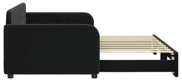 Dnevni krevet na razvlačenje crni 90 x 190 cm baršunasti - Crna / 90 x 190 cm