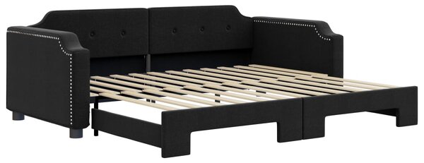 Dnevni krevet na razvlačenje crni 90 x 190 cm od tkanine - Crna / 90 x 190 cm