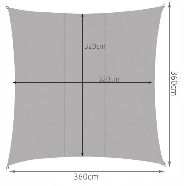 Vodootporna UV vrtna sjena jedro 3.6x3.6m pravokutna siva