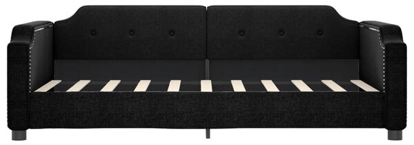 Dnevni krevet na razvlačenje crni 90 x 190 cm od tkanine - Crna / 90 x 190 cm