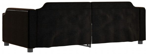Dnevni krevet na razvlačenje crni 90 x 190 cm od tkanine - Crna / 90 x 190 cm