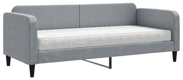 Dnevni krevet s madracem svjetlosivi 80 x 200 cm od tkanine - Siva / 80 x 200 cm