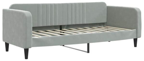 Dnevni krevet s madracem svjetlosivi 80 x 200 cm baršunasti - Siva / 80 x 200 cm
